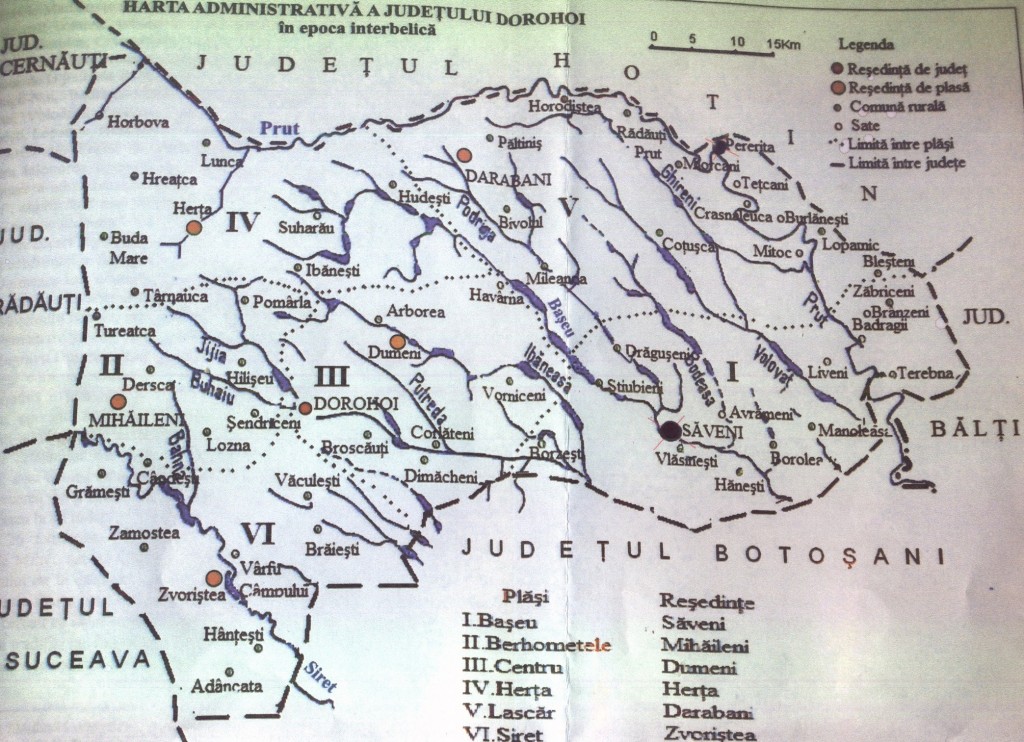 Harta judetului Dorohoi, interbeleca