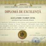 Știre de interes cultural. Scriitorul Al.Florin Țene distins cu “Diploma de Excelență” de conducerea Liceului Teoretic “Alexandru Ioan Cuza “ din Iași