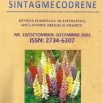 A apărut revista „Sintagme Codrene „ nr 16 (octombrie-decembrie 2022 )