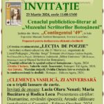 INVITAȚIE ! Cenaclul publicistico-literar al ,,Muzeului Scriitorilor Botoșăneni”, întîlnirea a II-a, Martie 2024