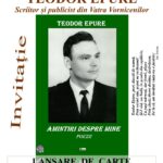 Invitație ! Lansarea cărții de poezii ,,Amintiri despre mine”, Teodor Epure